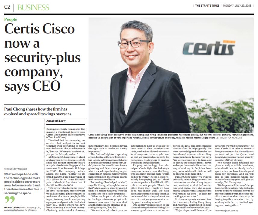 Certis Group Ceo Emphasises The Importance Of Investment In People And 